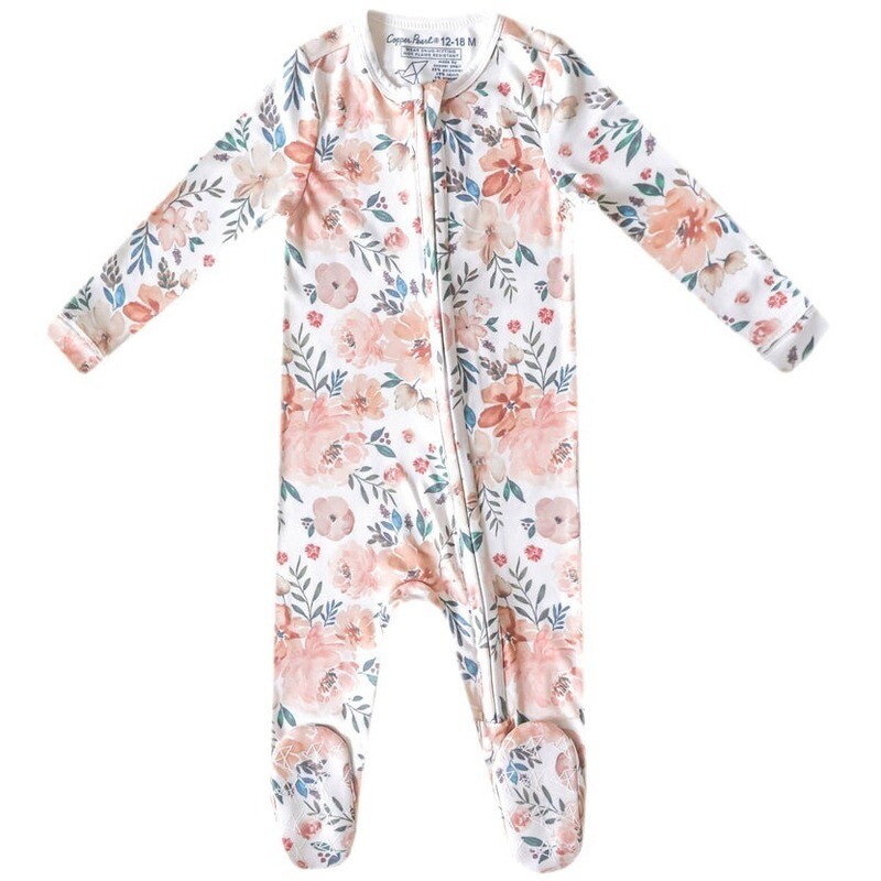 Copper Pearl Zip-Up Footie Pajama - Autumn - NB