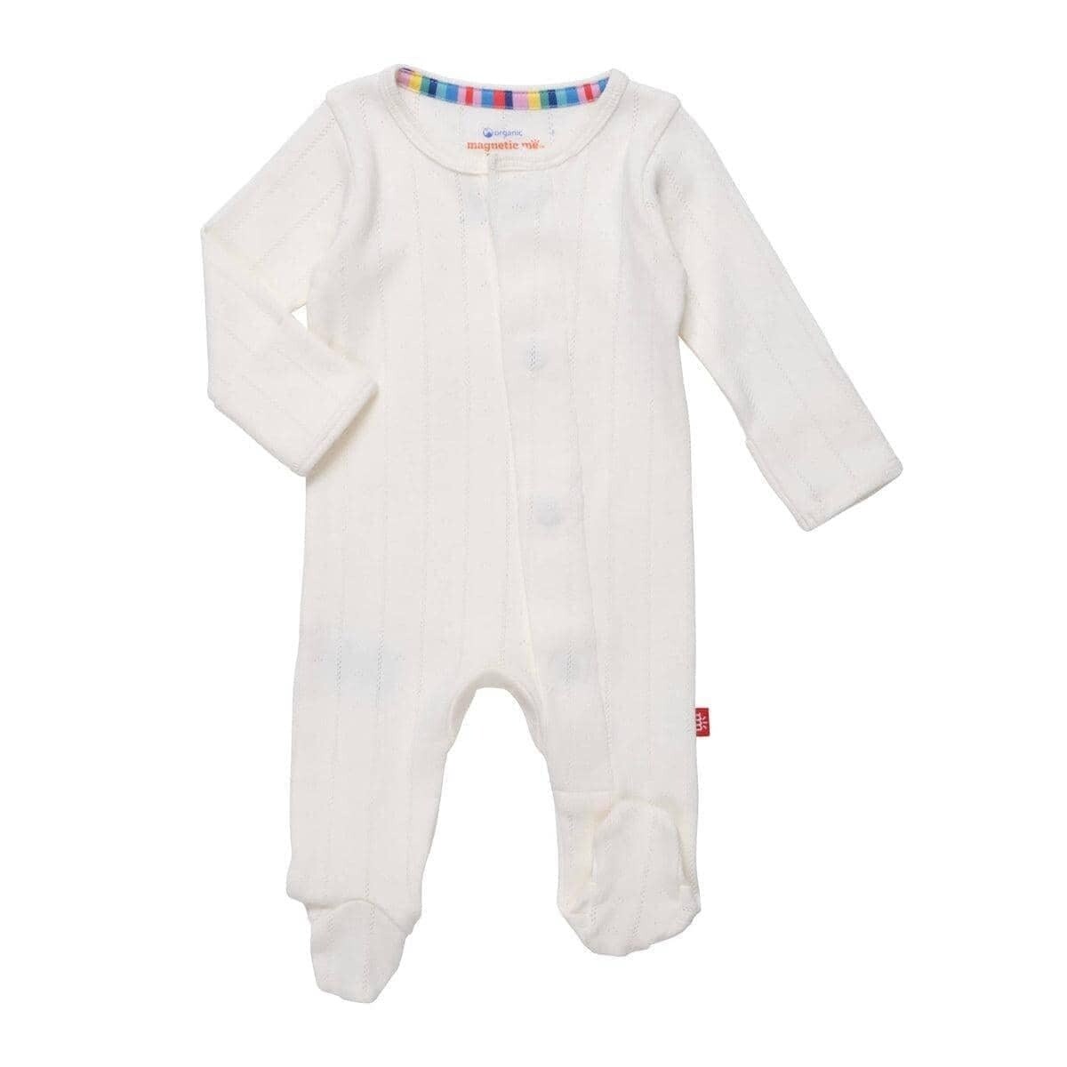 Magnetic Me Organic Cotton Footie - Love Lines - Tofu Pointelle
