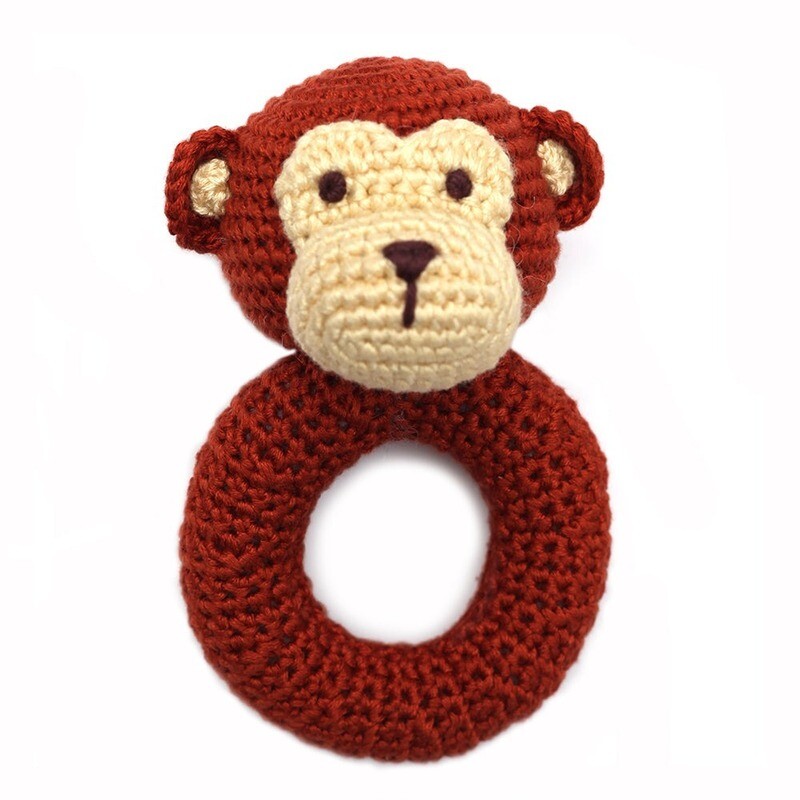 Crocheted Monkey Ring Rattle