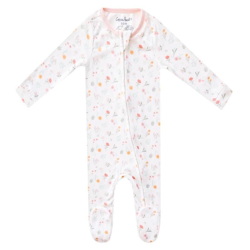 Copper Pearl Zip-Up Footie Pajama - Mabel