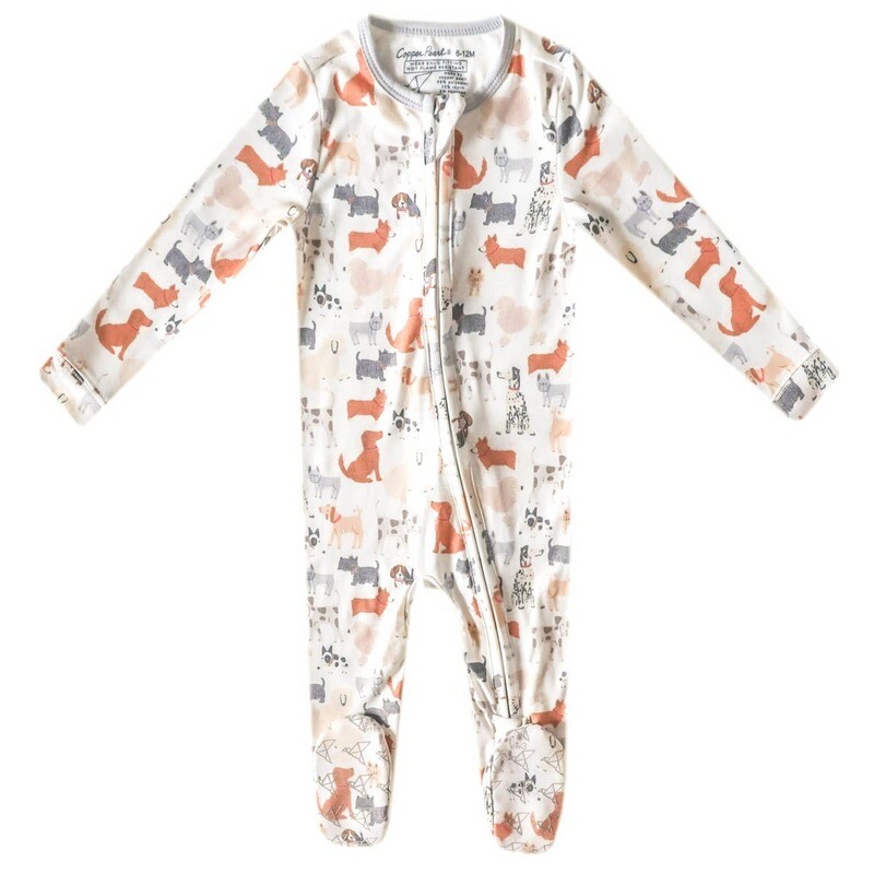 Copper Pearl Zip-Up Footie Pajamas - Rufus