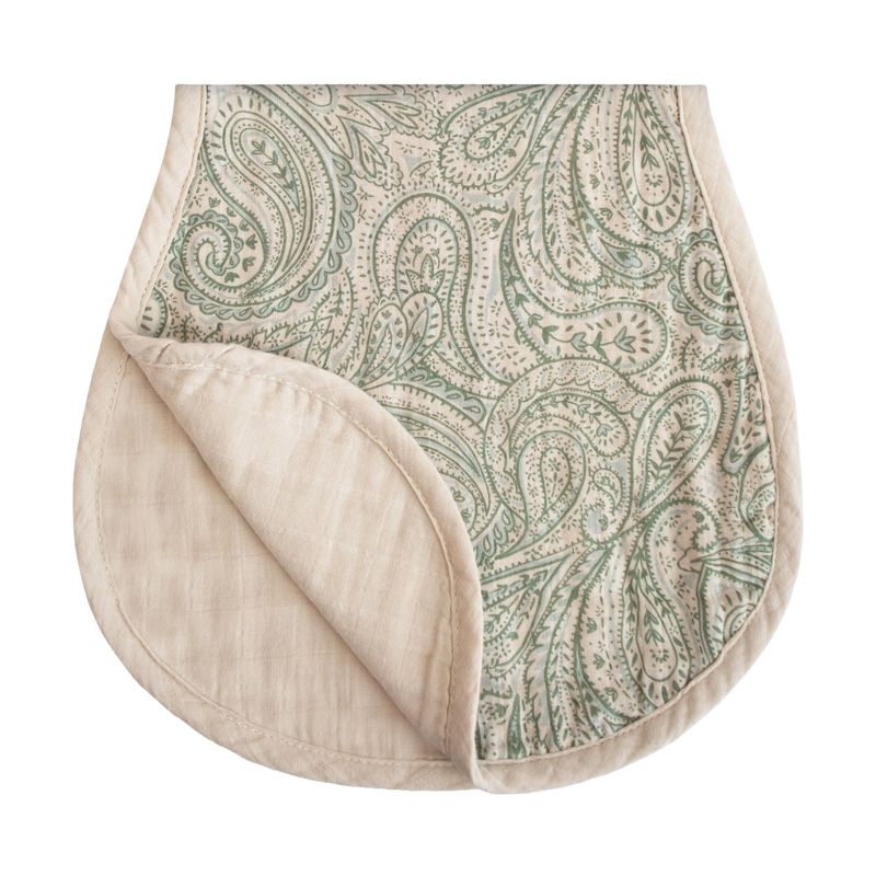 Mushie Organic Cotton Muslin Burp Cloth (2) - Green Pasley/Fog