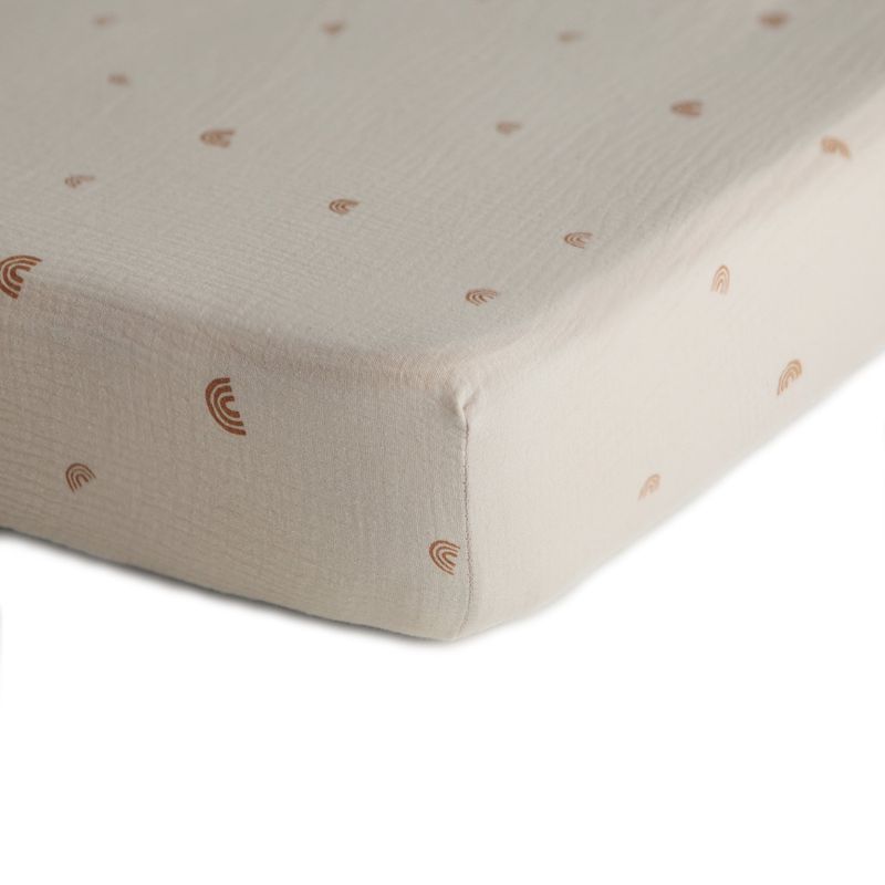 Mushie Extra Soft Muslin Crib Sheet - Rainbows