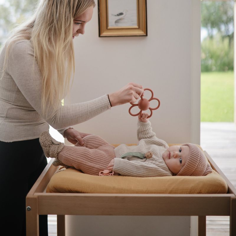 Mushie Daisy Teether Rattle
