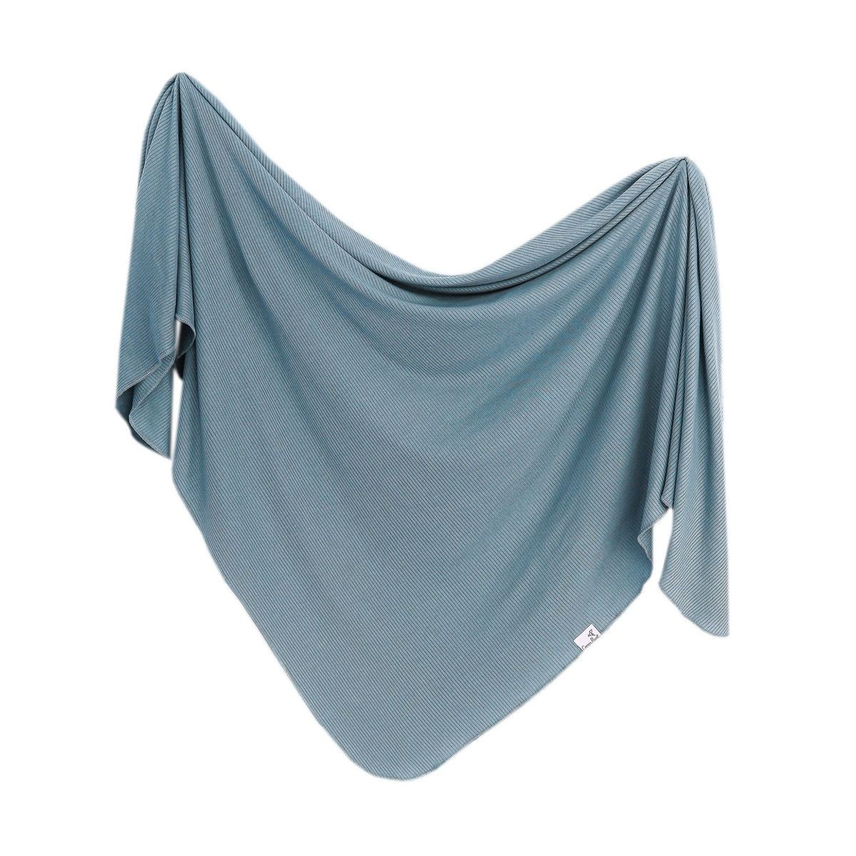 Copper Pearl Rib Knit Swaddle Blanket - Atlantic