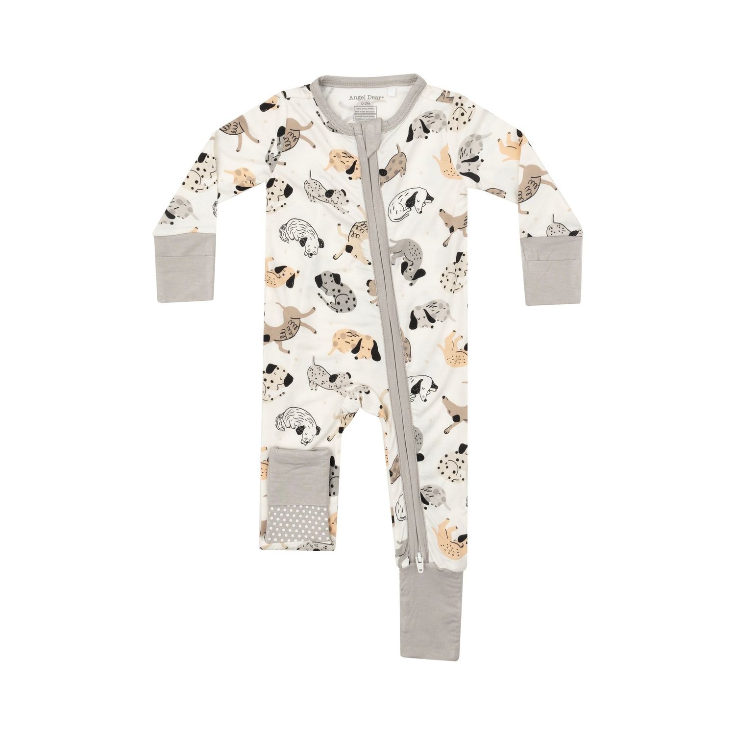 Angel Dear 2 Way Zipper Romper - Cozy Pups 6-12 mo.
