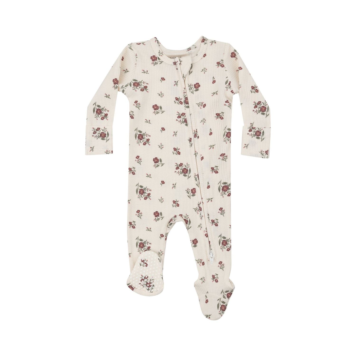 Angel Dear Ribbed 2 Way Zipper Footie - Misty Rose Floral 3-6 mo.