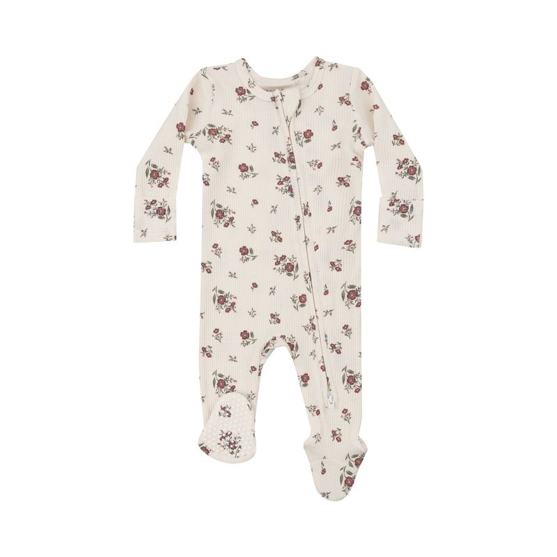 Angel Dear Ribbed 2 Way Zipper Footie - Misty Rose Floral 3-6 mo.