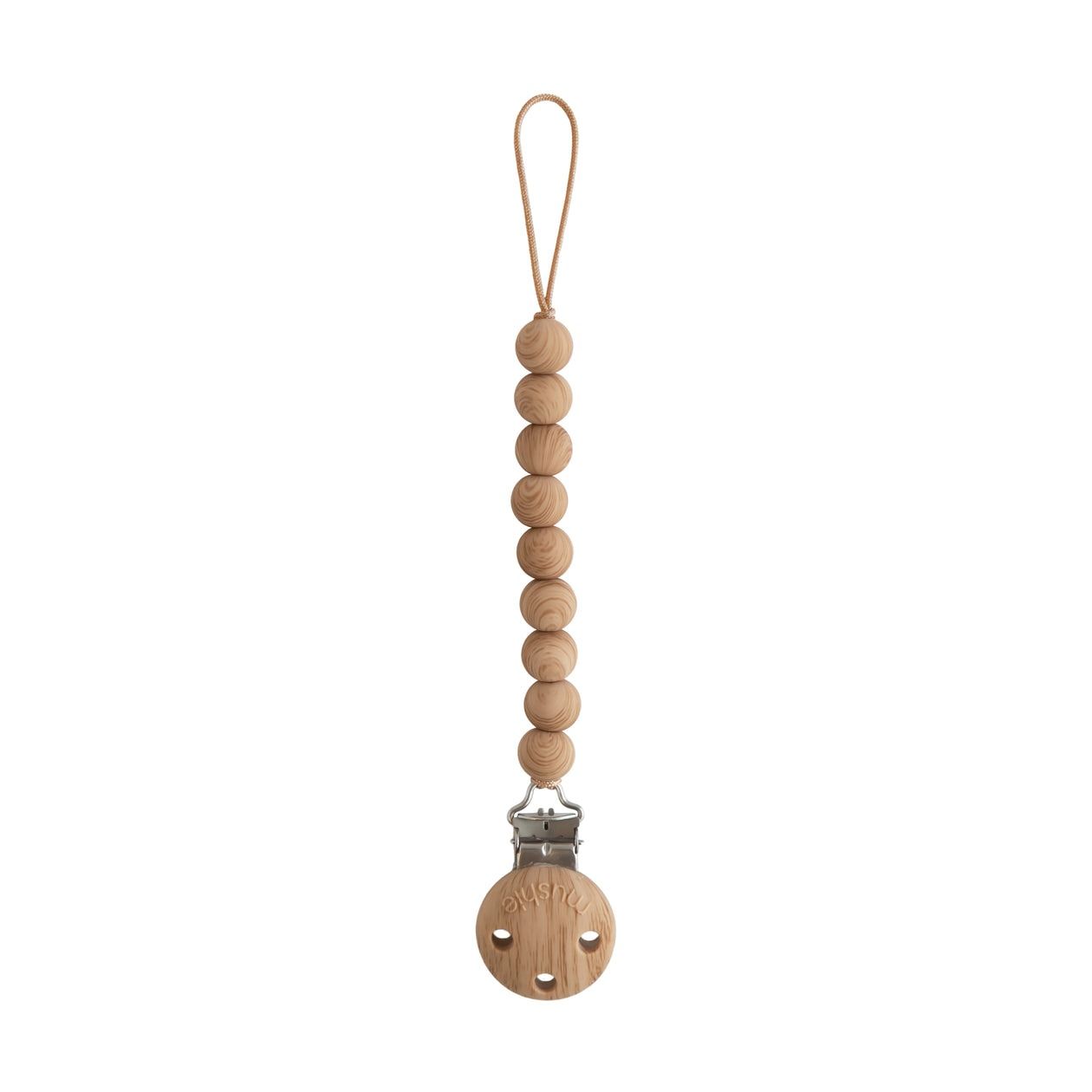 Mushie Baby Pacifier Clip - Faux Wood