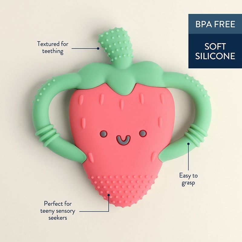 Chew Chew Silicone Handle Teether - Strawberry