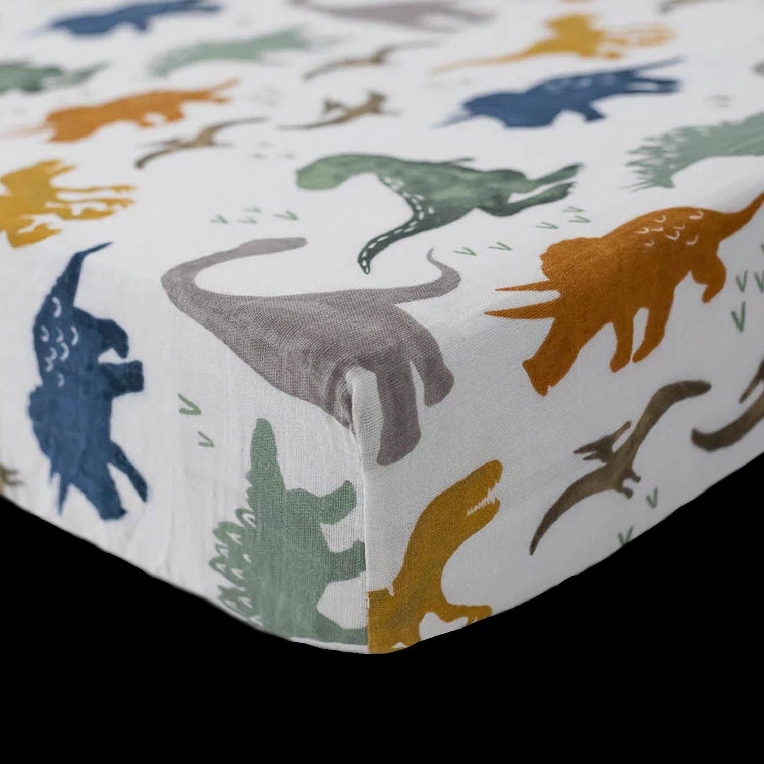 Little Unicorn Cotton Muslin Crib Sheet - Dino Friends