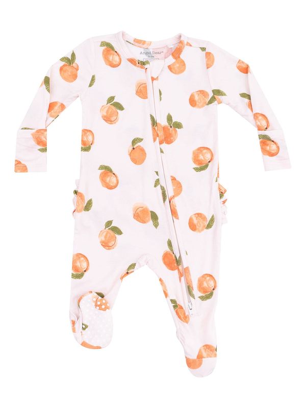 Angel Dear 2 Way Zipper Ruffle Back Footie - Watercolor Peaches
