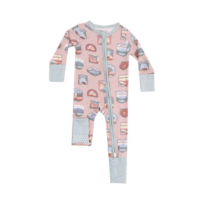 Angel Dear 2 Way Zipper Romper - National Park Patches Pink