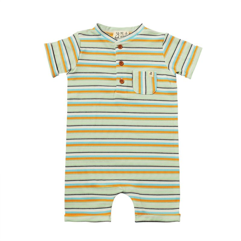 Me &amp; Henry Henley Romper - Camborne Multi Stripe