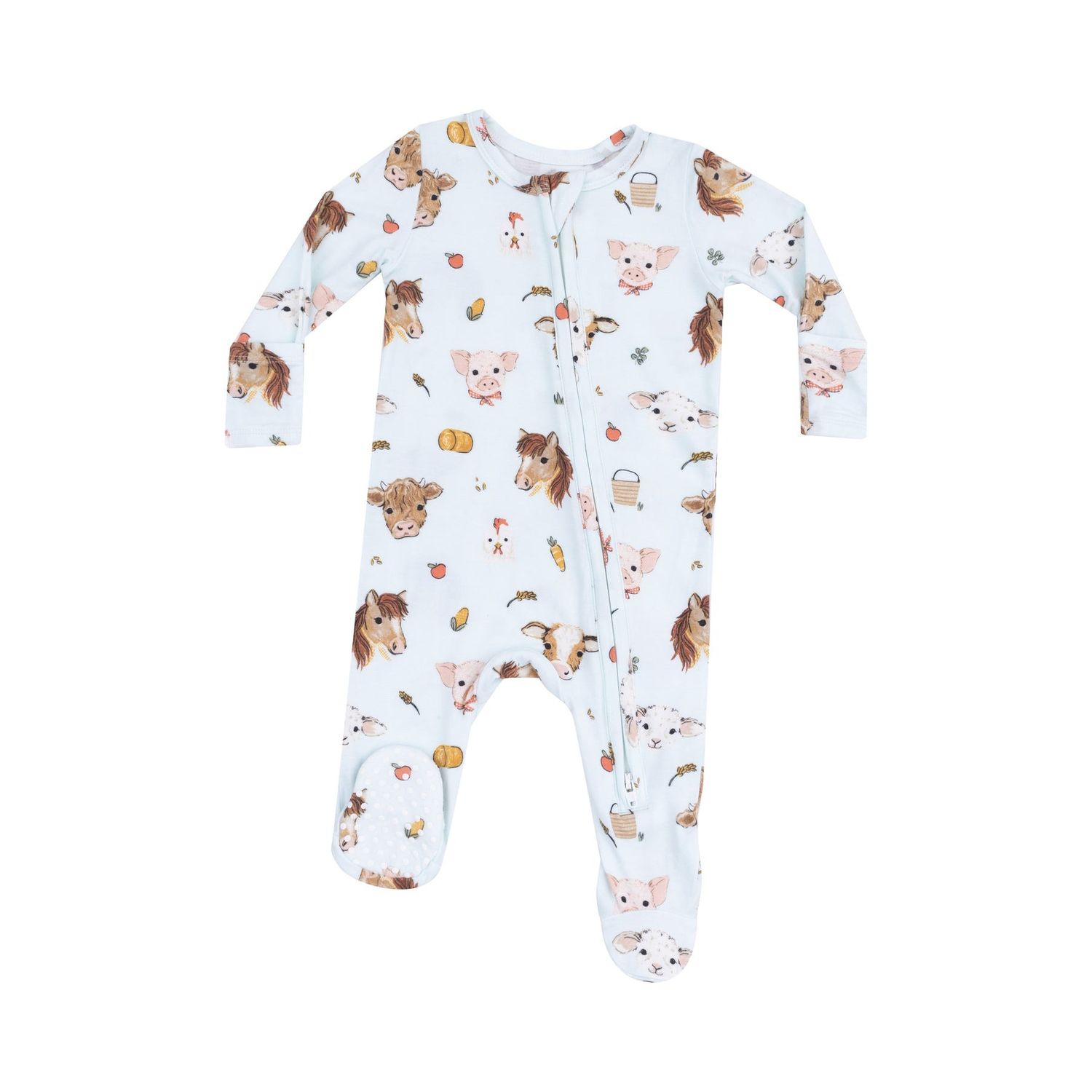 Angel Dear 2 Way Zipper Footie - Vintage Animal Blue NB