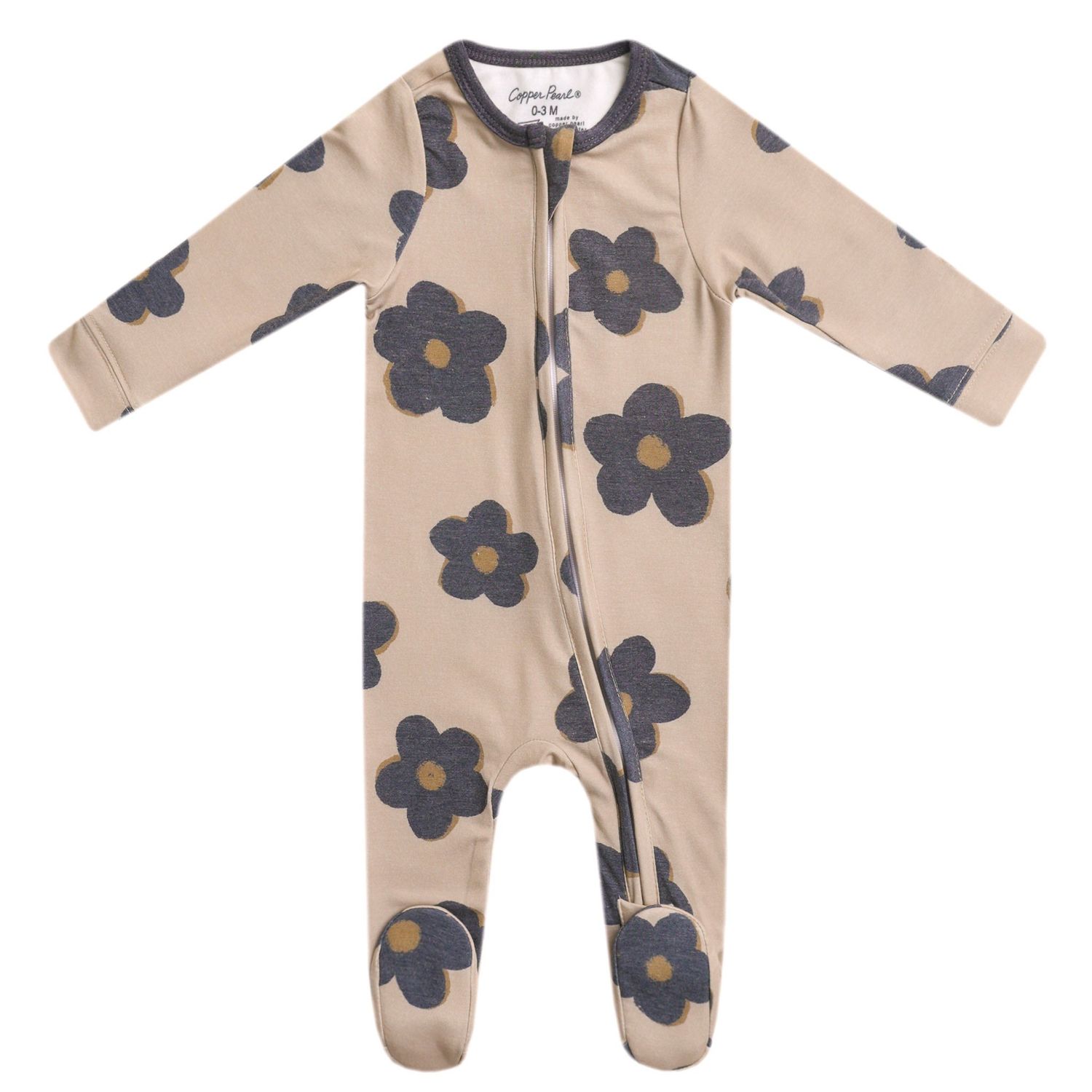 Copper Pearl Zip-Up Footie Pajamas - Gemma Tan
