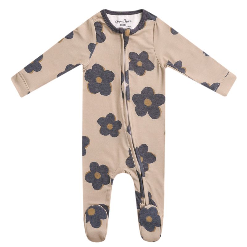 Copper Pearl Zip-Up Footie Pajamas - Gemma Tan