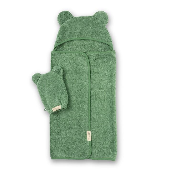 Bella Tunno Hooded Towel &amp; Mitt Set - Green