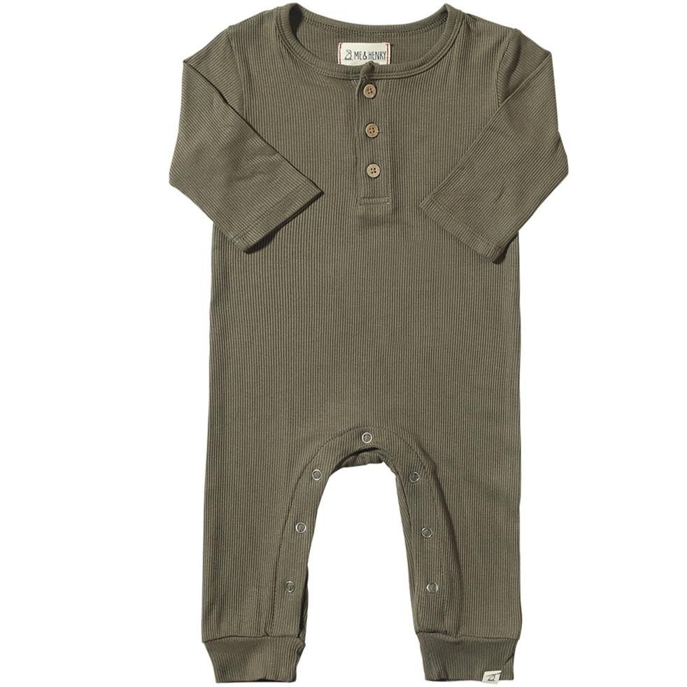 Rib Romper - Mason Green - 3-6 mo.