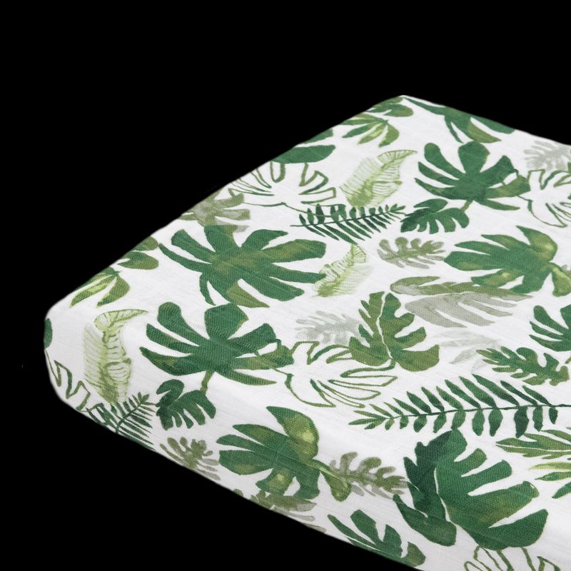 Little Unicorn Cotton Muslin Changing Pad Cover - Tropical Leaf