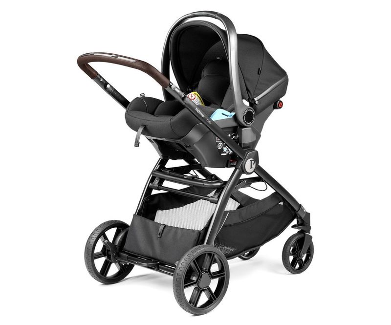 Peg Perego Travel System (YPSI Single to Double Stroller - True Black + Primo Viaggio Nido Infant Car Seat - True Black and Base. -
