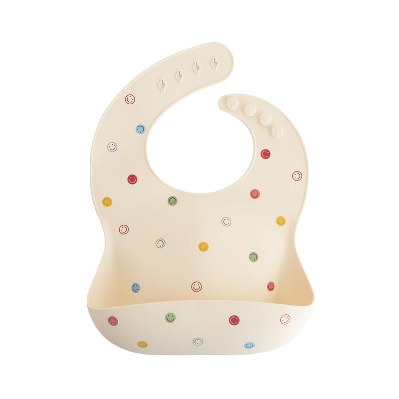 Mushie Silicone Baby Bib - Smiley Face