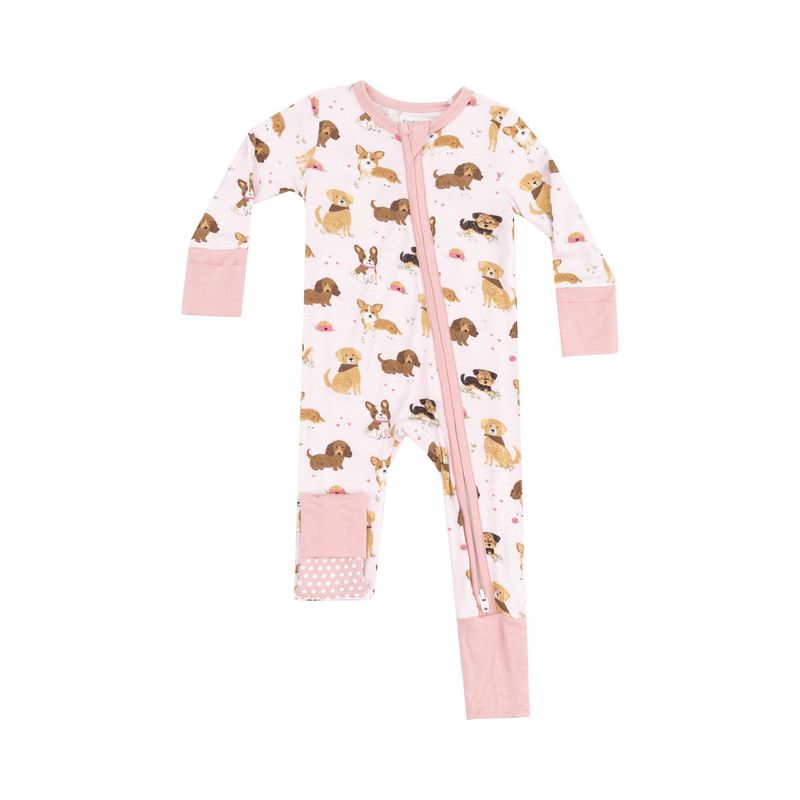 Angel Dear Two-Way Zipper Romper - Best Friens Dog - Pink 0-3 mo.