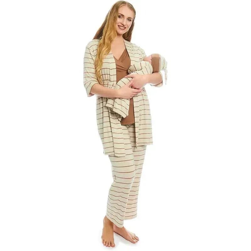 Maternity and Nursing PJ Pant Set for Mom and Baby - Mocha L