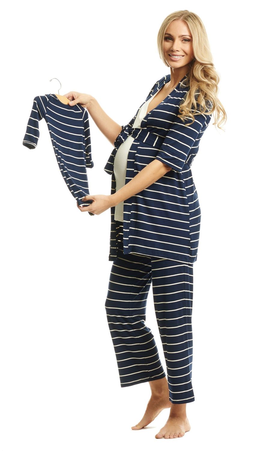 Maternity and Nursing PJ Pant Set for Mom and Baby - Navy L