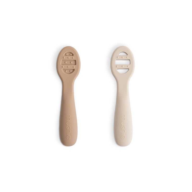 Mushie Silicone First Feeding Spoons 2-pack - Natural/Sand