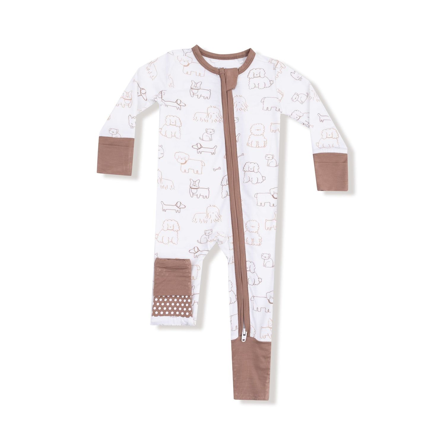 Angel Dear Zippered Romper - Neutral Pups 6-12 mo.