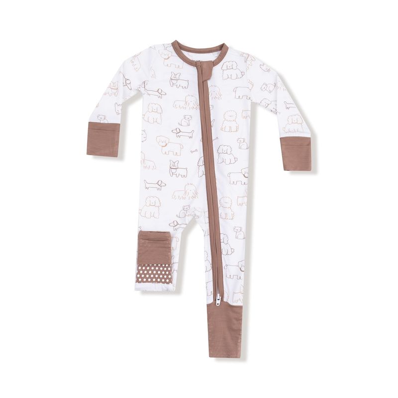 Angel Dear Zippered Romper - Neutral Pups 6-12 mo.