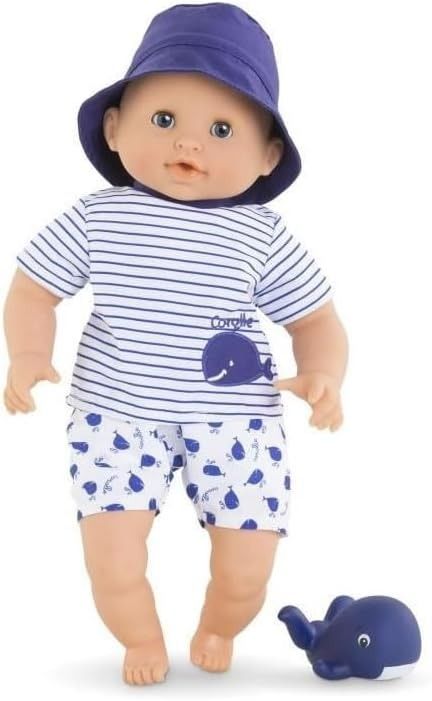 Corolle Bebe Bath Marin Baby Doll - 12&quot; with Rubber Whale Toy