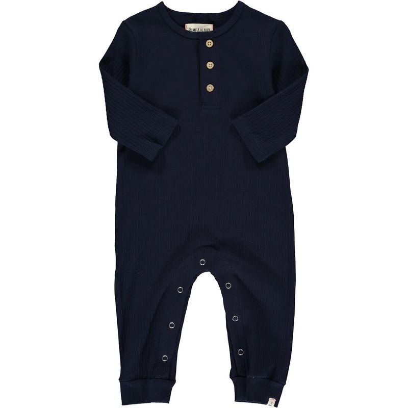 Me &amp; Henry Henley Ribbed Romper - Navy 3-6 mo.