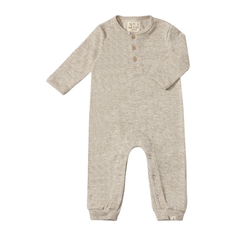Me &amp; Henry Mason Ribbed Heathered Biscuit Romper 9-12 mo.