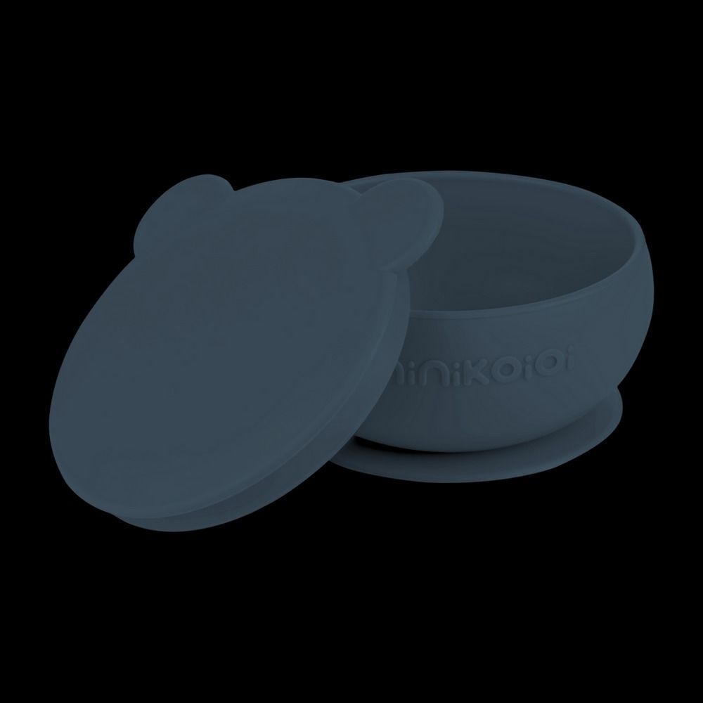BOWLY Stay-Put Suction Bowl with Lid - Navy