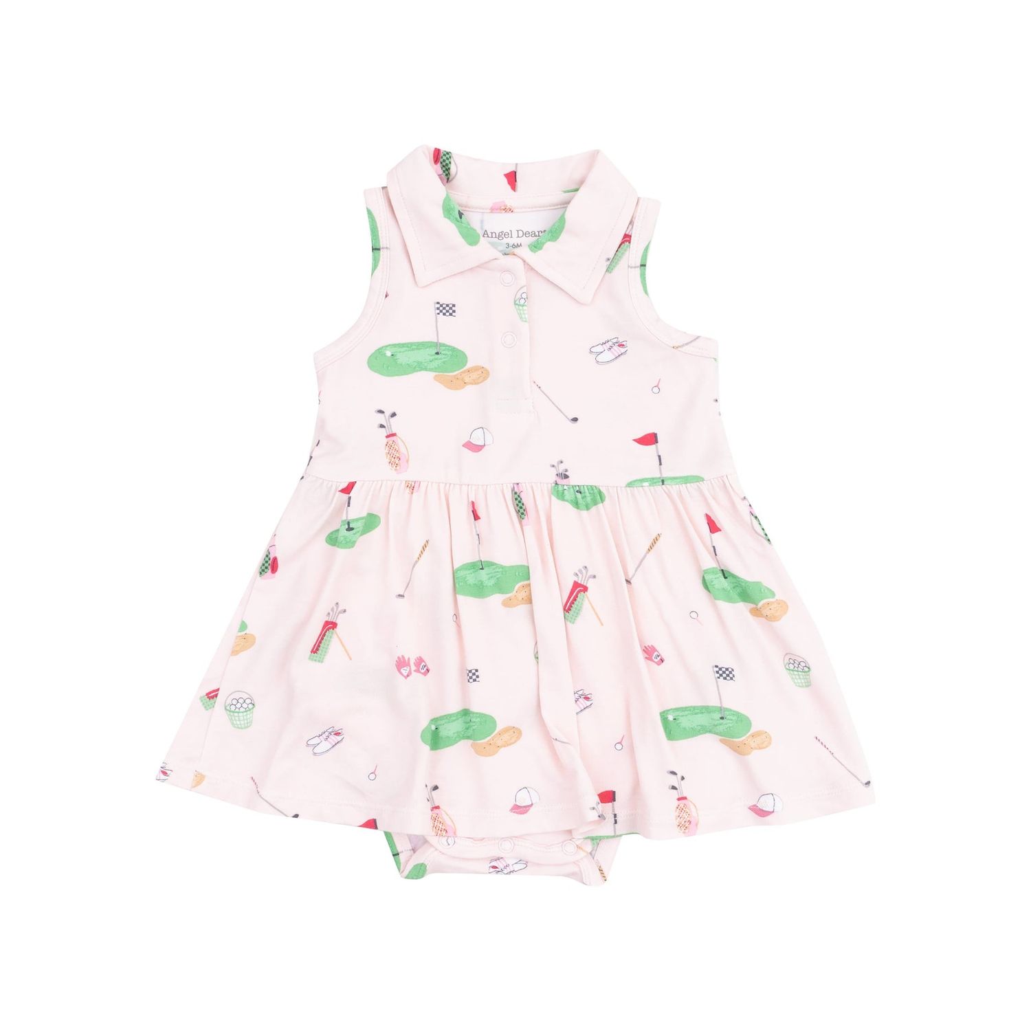 Polo Collar Bodysuit Dress - Pink Golf Things