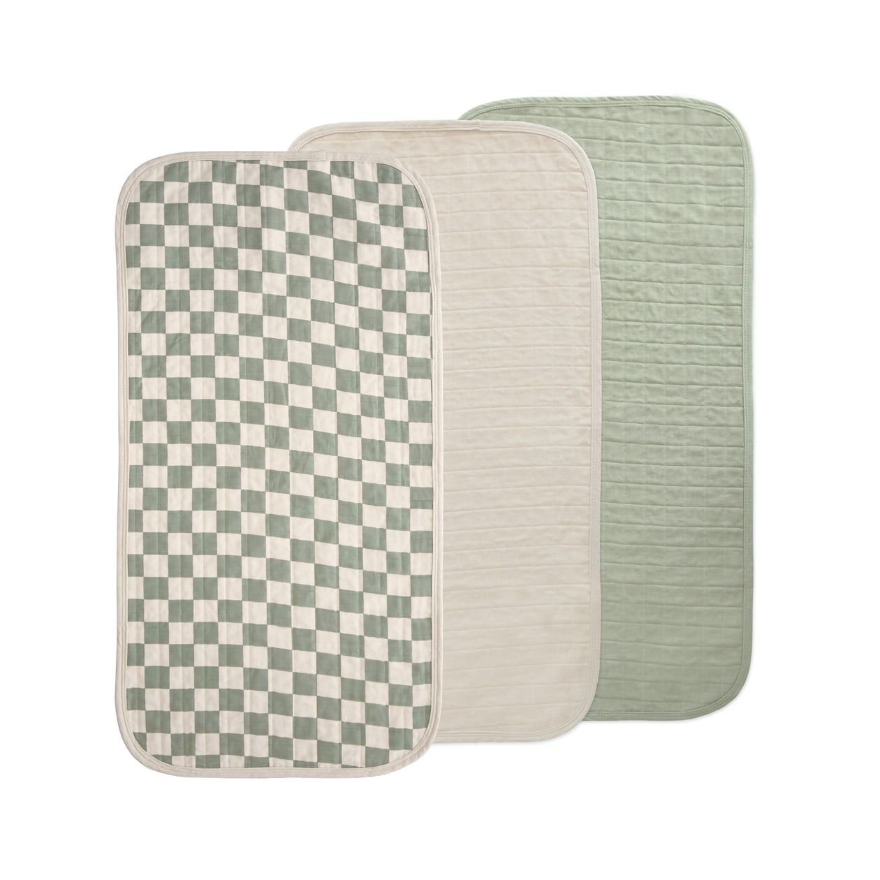 Mushie Changing Pad Liners (set of 3) - Olive Check