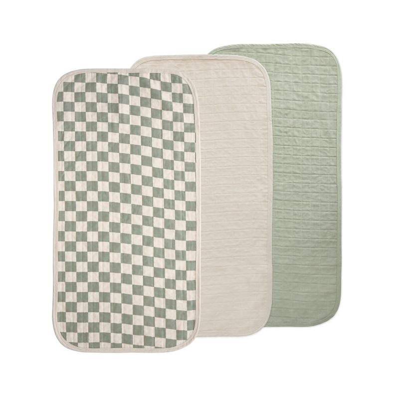 Mushie Changing Pad Liners (set of 3) - Olive Check
