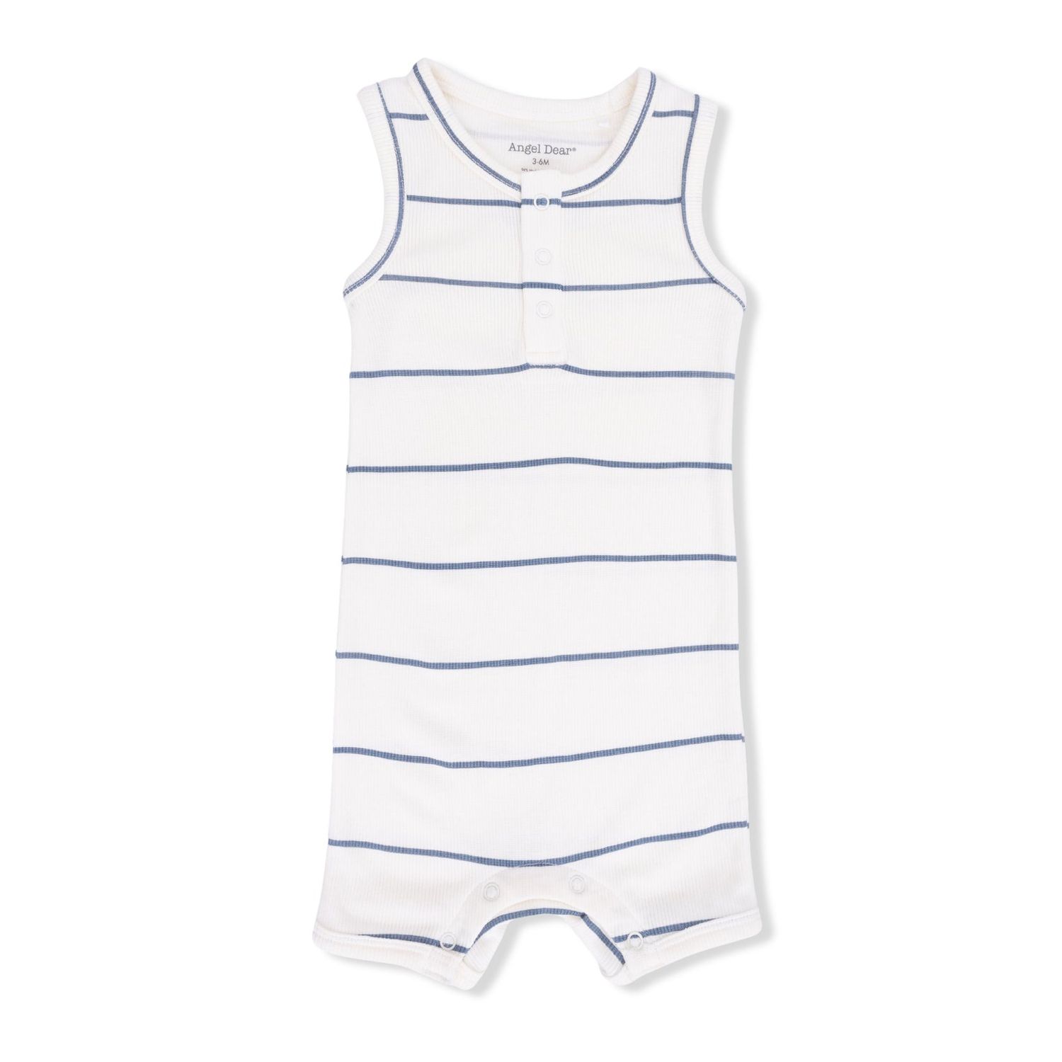 Henley Shortie Romper - Blue Stripe 3-6 mo.