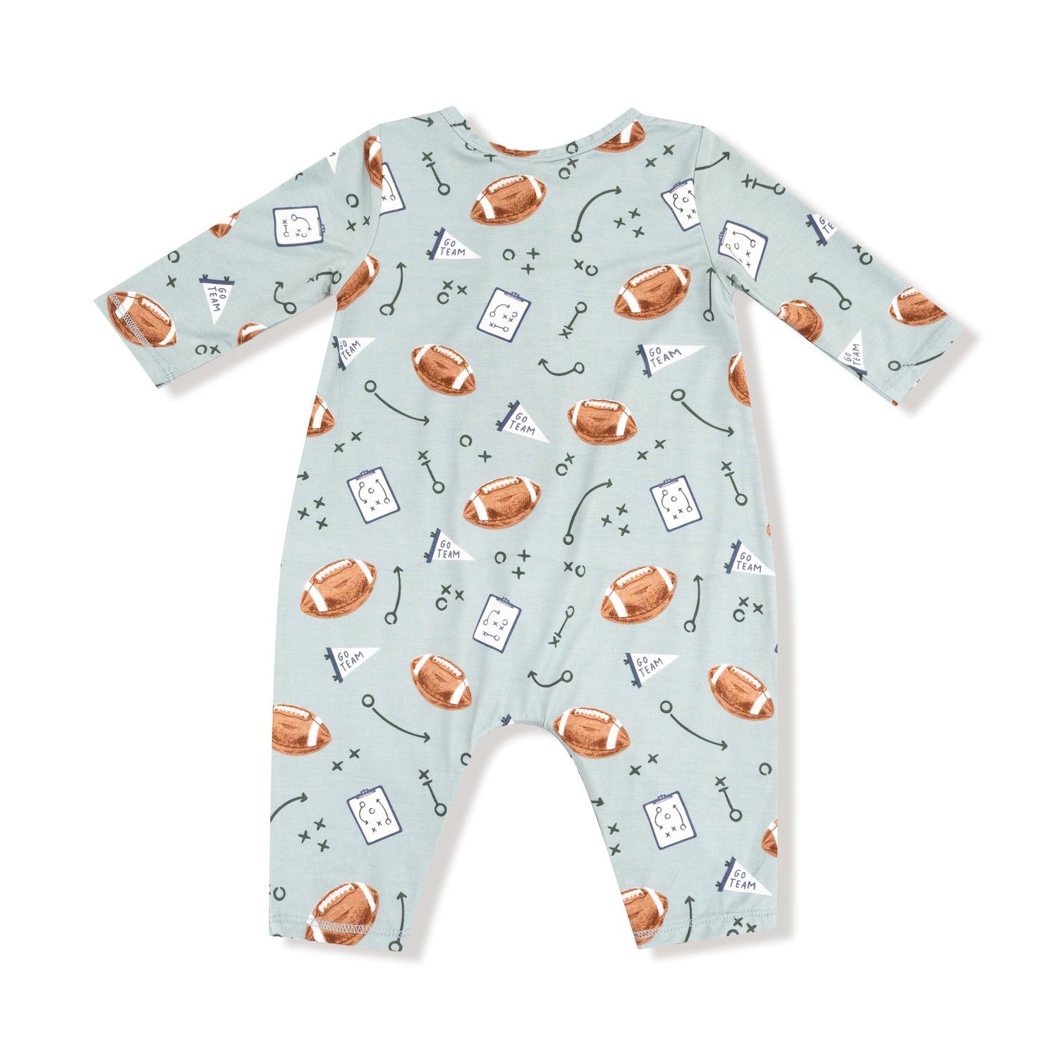 Long Sleeve Henley Romper - Touchdown Time 0-3 mo.