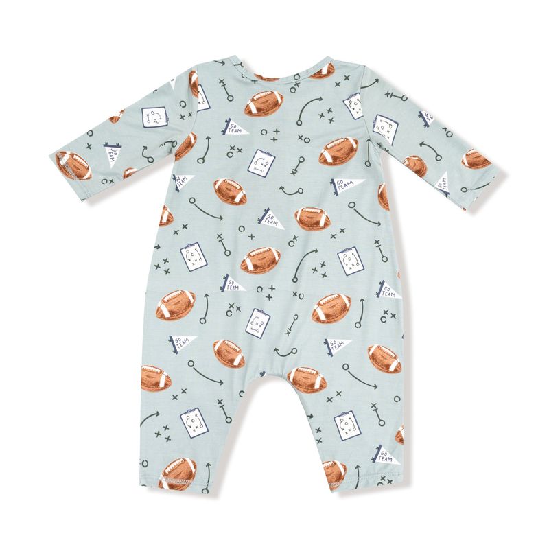 Long Sleeve Henley Romper - Touchdown Time 0-3 mo.