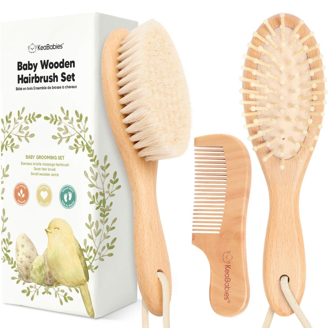 Baby Hair Brush and Comb Set - Natural