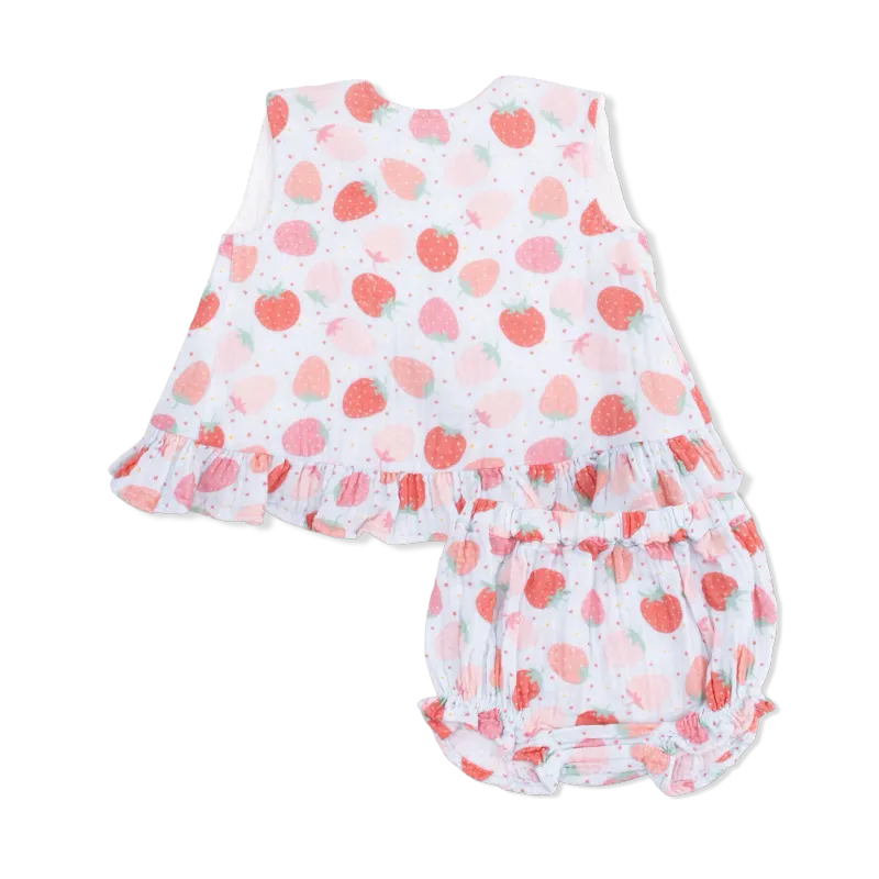 Ruffle Back Top &amp; Bloomer - Strawberry Bliss
