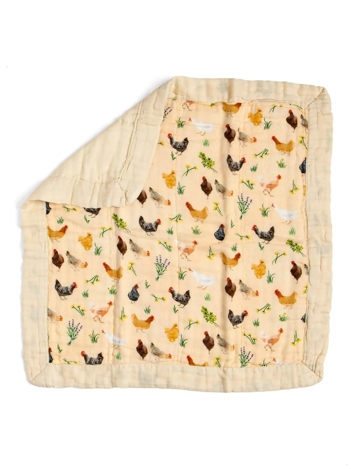 Chicken Meadows Muslin Lovey Blanket