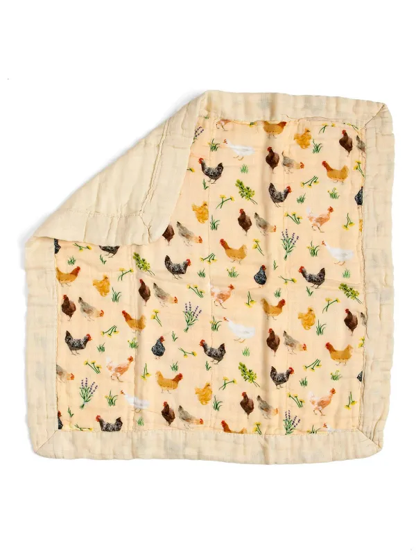 Chicken Meadows Muslin Lovey Blanket