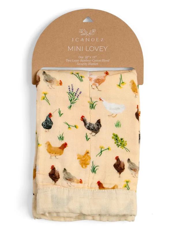 Chicken Meadows Muslin Lovey Blanket