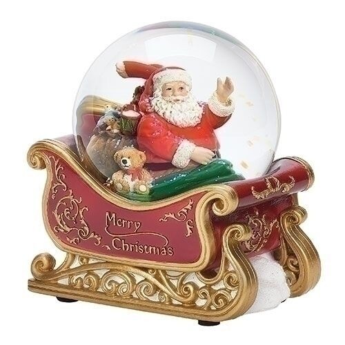 Roman Inc - 100mm Santa on Sleigh Mus Glitter dome