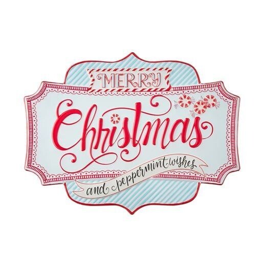 Peppermint Wishes Embossed Metal Wall Art