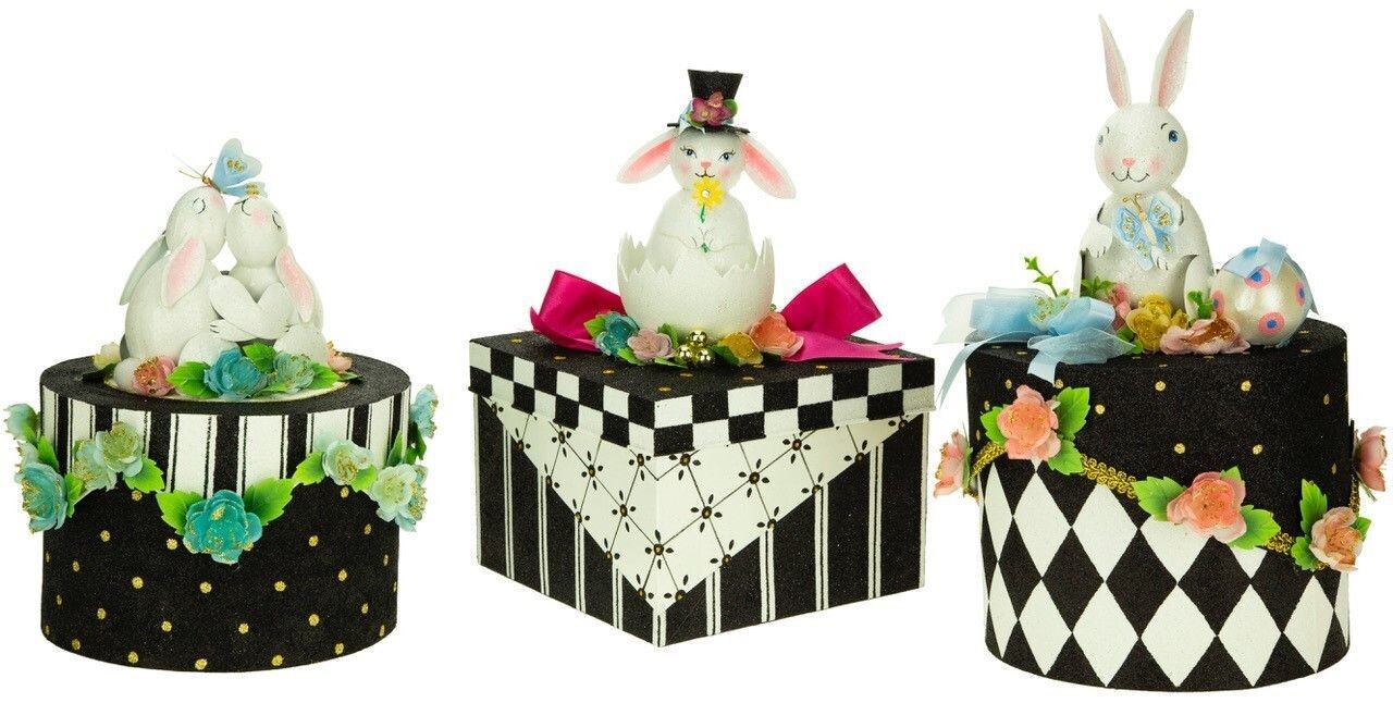 Mark Roberts Gorgeous B/W Coloured Bunny Boxes ( 3 styles)